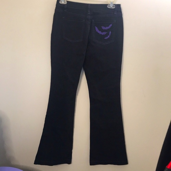 ✨🆕Dolls Kill x Graveyard Girls Black & Purple Flared bottoms Sz S!🦇BNWT!🖤💜 - Picture 9 of 9